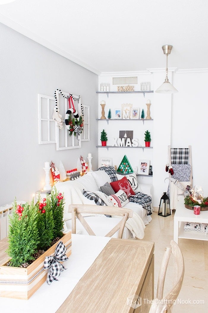 Black and White Buffalo Plaid Christmas Home Tour Living Room 4