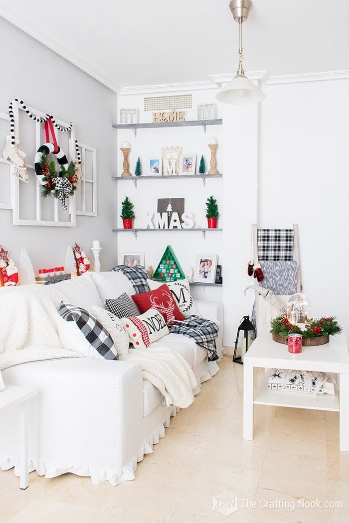 Black and White Buffalo Plaid Christmas Home Tour  Living Room 3