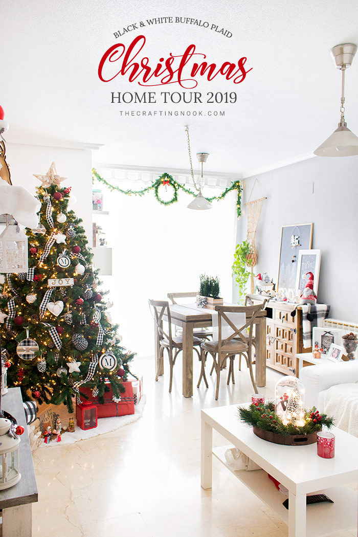 Black and White Buffalo Plaid Christmas Home Tour Crafting Nook