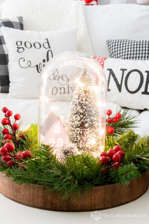 DIY Winter Scene Christmas Cloche Centerpiece - The Crafting Nook