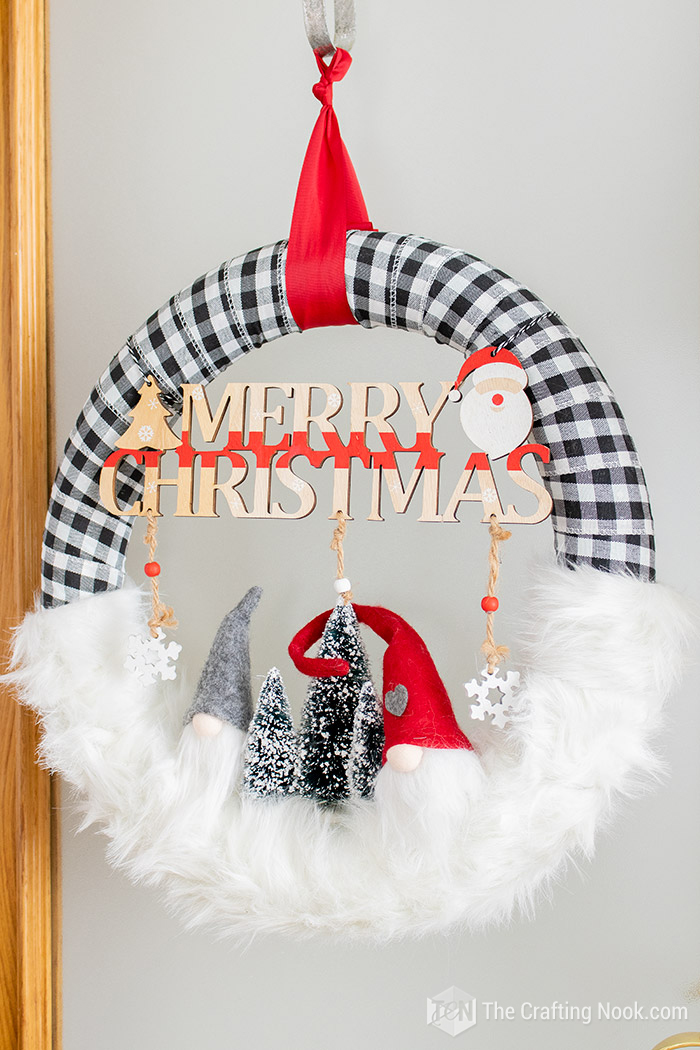 DIY Fun Buffalo Check Gnomes Christmas Wreath