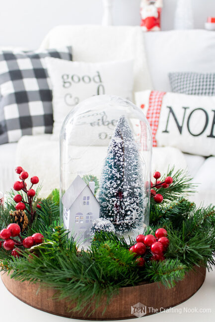 DIY Winter Scene Christmas Cloche Centerpiece - The Crafting Nook