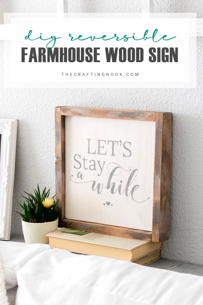 DIY Reversible Farmhouse Wood Sign with text overlay
