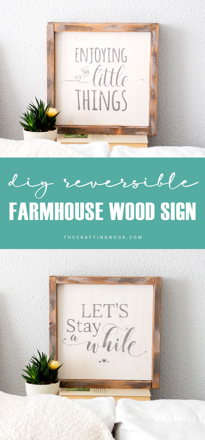 DIY Reversible Farmhouse Wood Sign (with video) Pinterest image 1