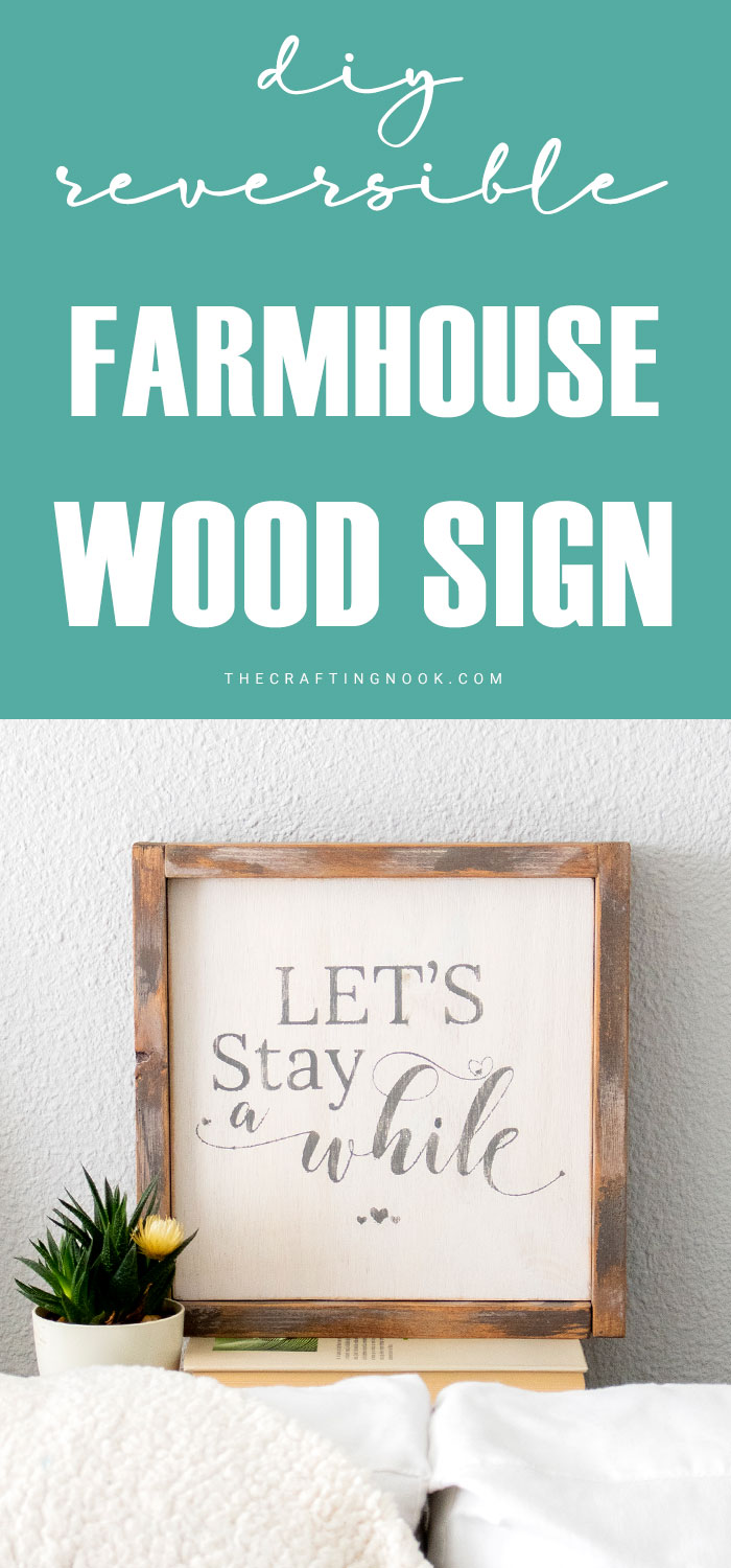 DIY Reversible Farmhouse Wood Sign (with video) Pinterest image 3