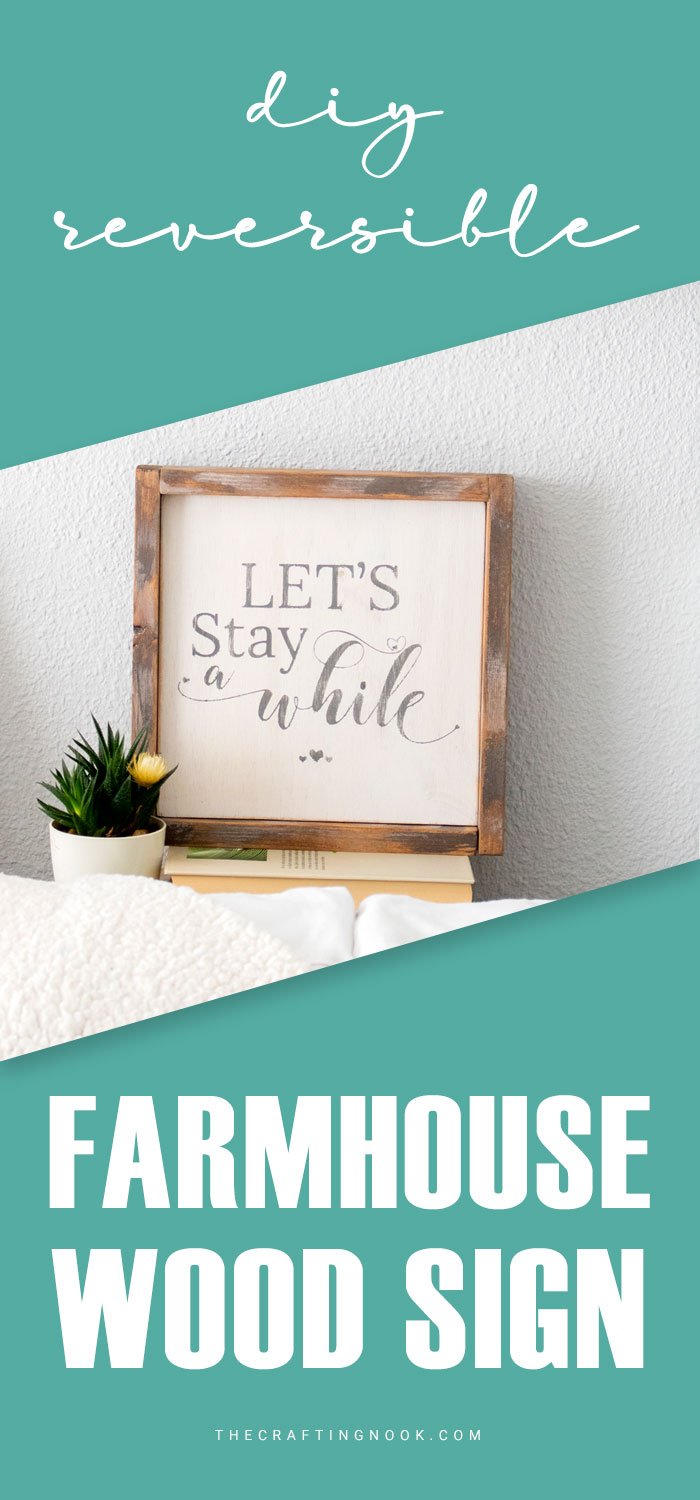 DIY Reversible Farmhouse Wood Sign (with video) Pinterest image 2