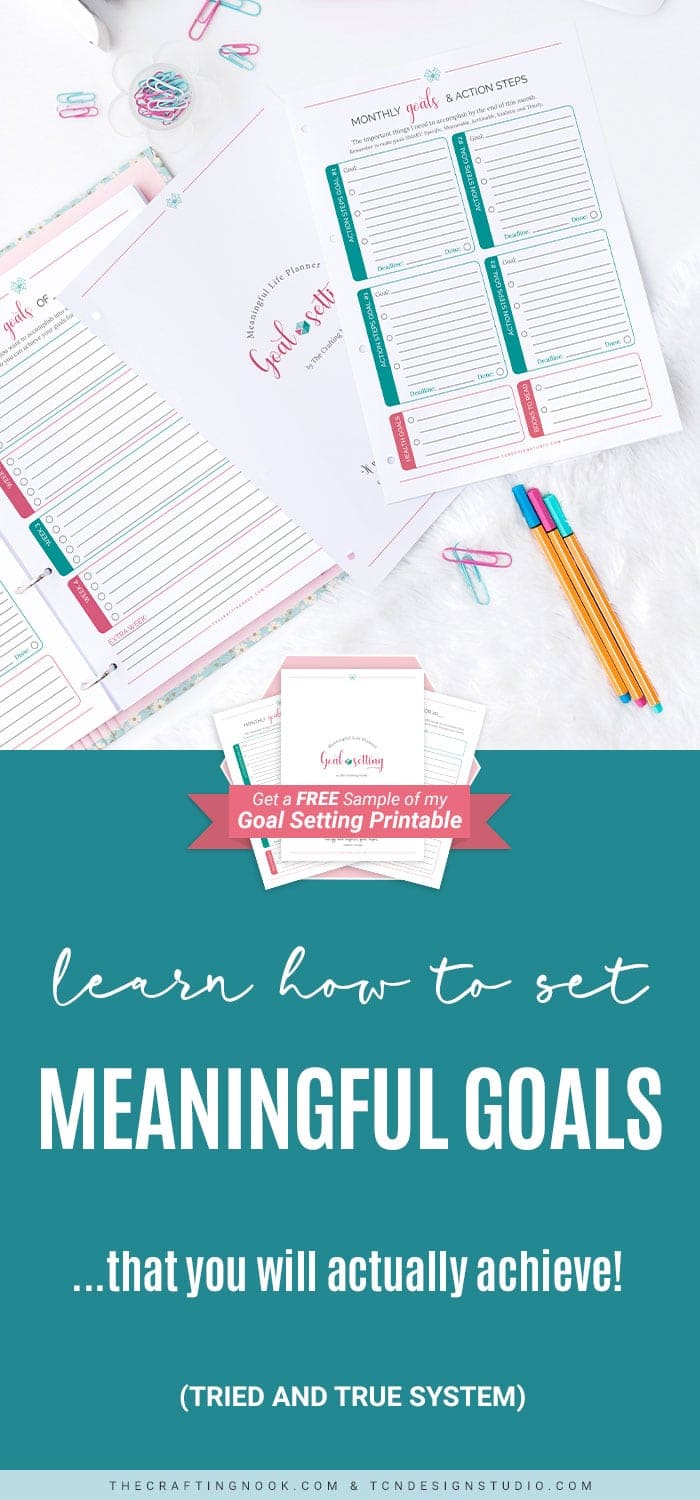 Meaningful Life Goal Setting Planner Pinterest image 1