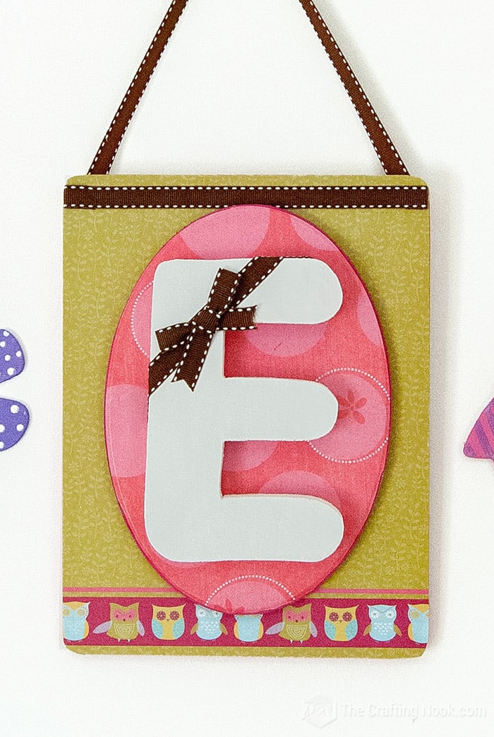 closer view of Mod Podge Monogram Wall Art For little Girls done