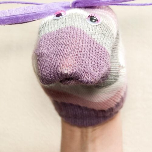 DIY Puppet With Mismatched Mittens on my hand looking like a crazy character