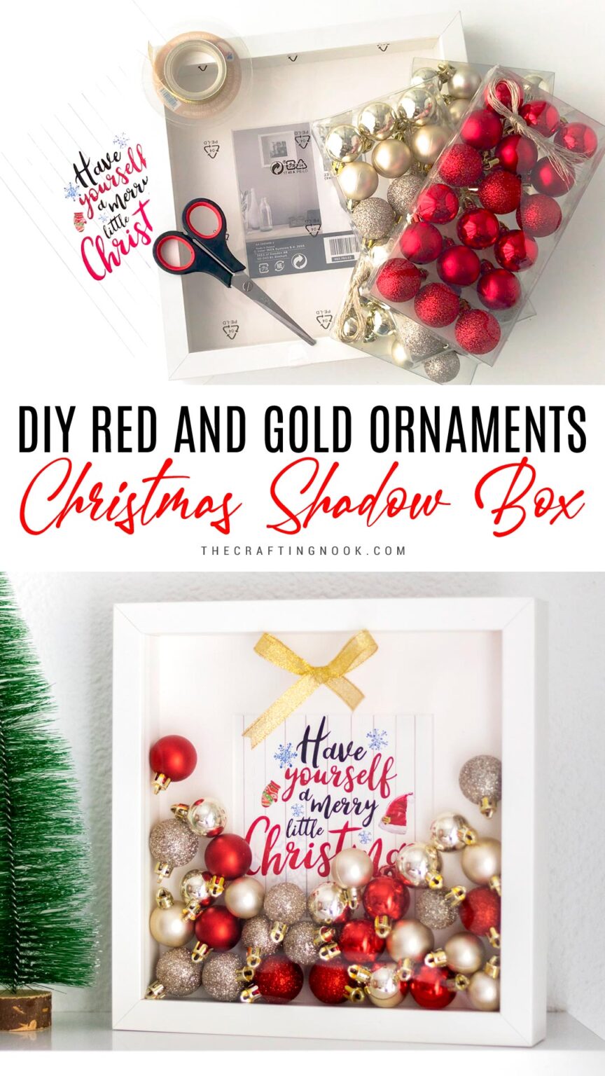 DIY Red and Gold Christmas Ornament Shadow Box The Crafting Nook