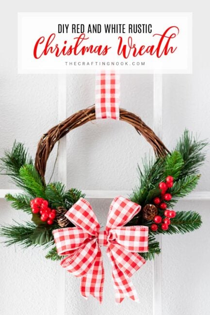 DIY Red and White Rustic Holiday Wreath