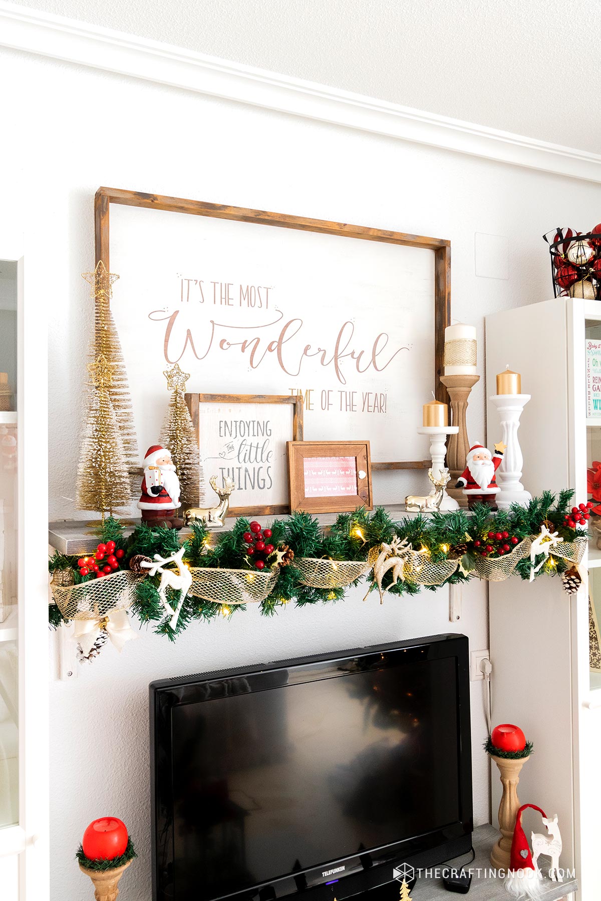 Wooden Fireplace Cover DIY and Christmas Mantel