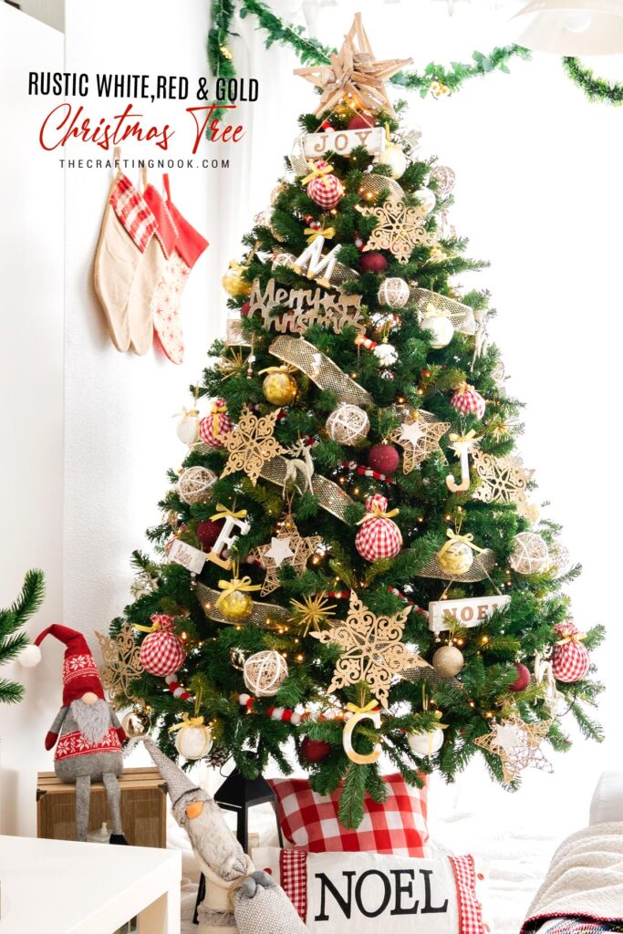 White, Blue and Gold Christmas Tree Decor 2022 - The Crafting Nook