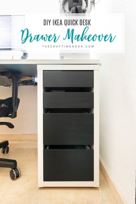 DIY Quick IKEA Desk Drawer Makeover. Featured image with title text overlay