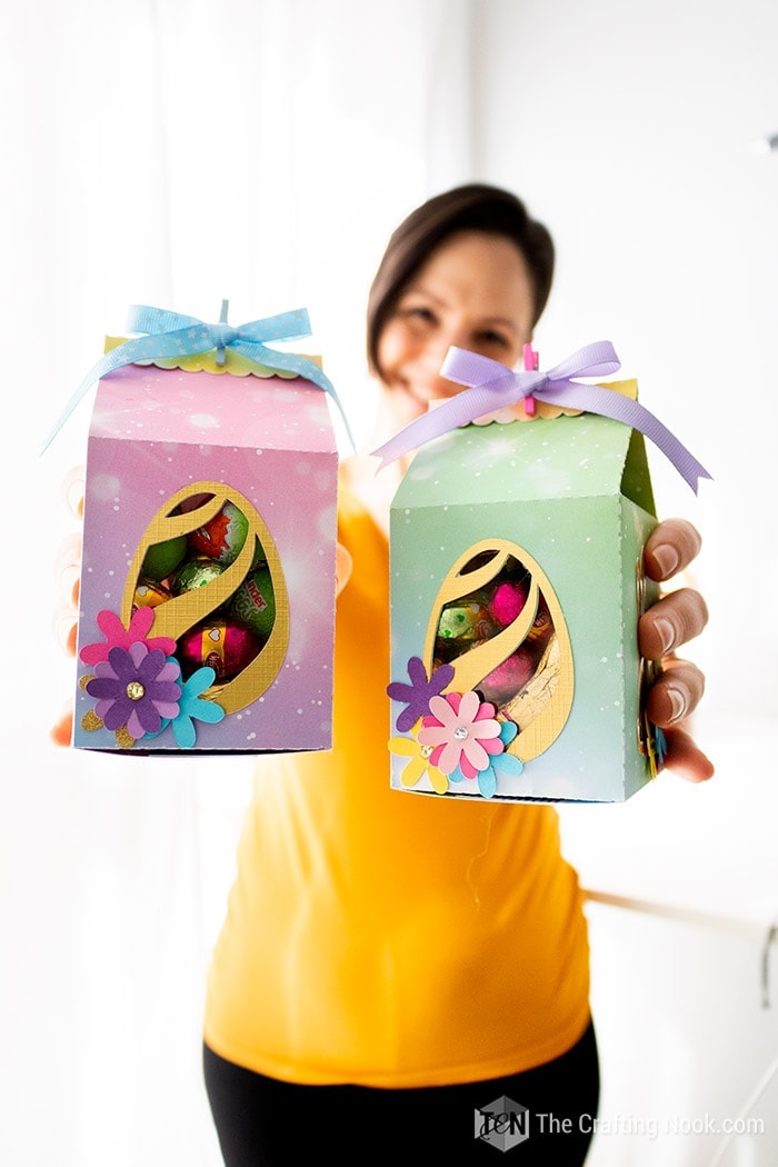 Super Cute Milk Carton Easter Favor Box one in each one of my Hads.