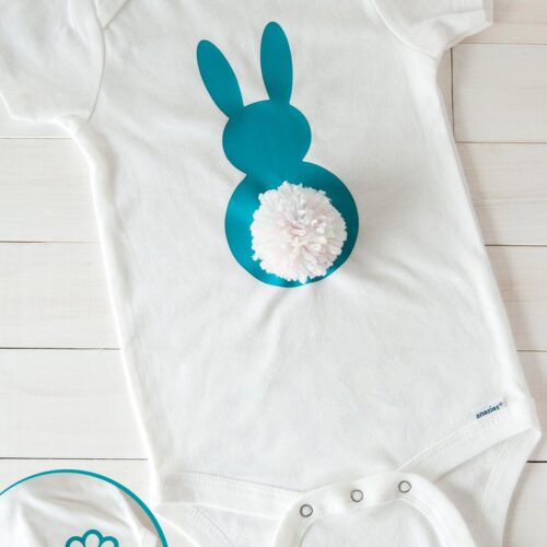 DIY Easter Bunny Onesie Heat Transfer Vinyl Tutorial cover image with title overlay