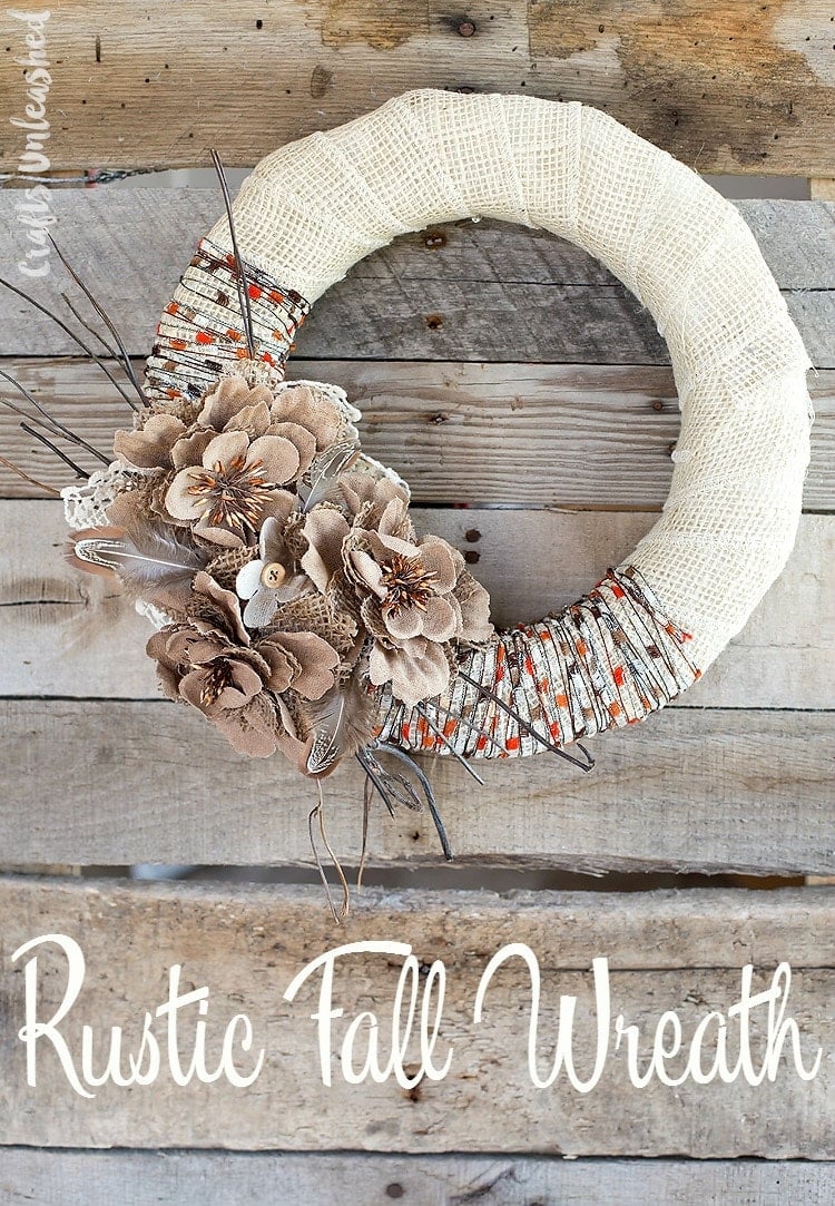 DIY Rustic Burlap & Yarn Fall Wreath