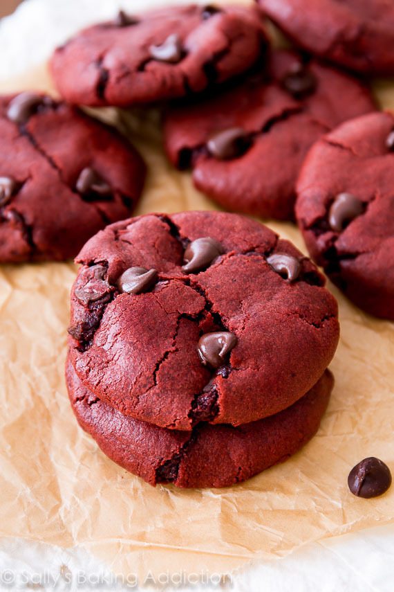 Red Velvet Chocolate Chip Cookies by Sally's Baking Addiction