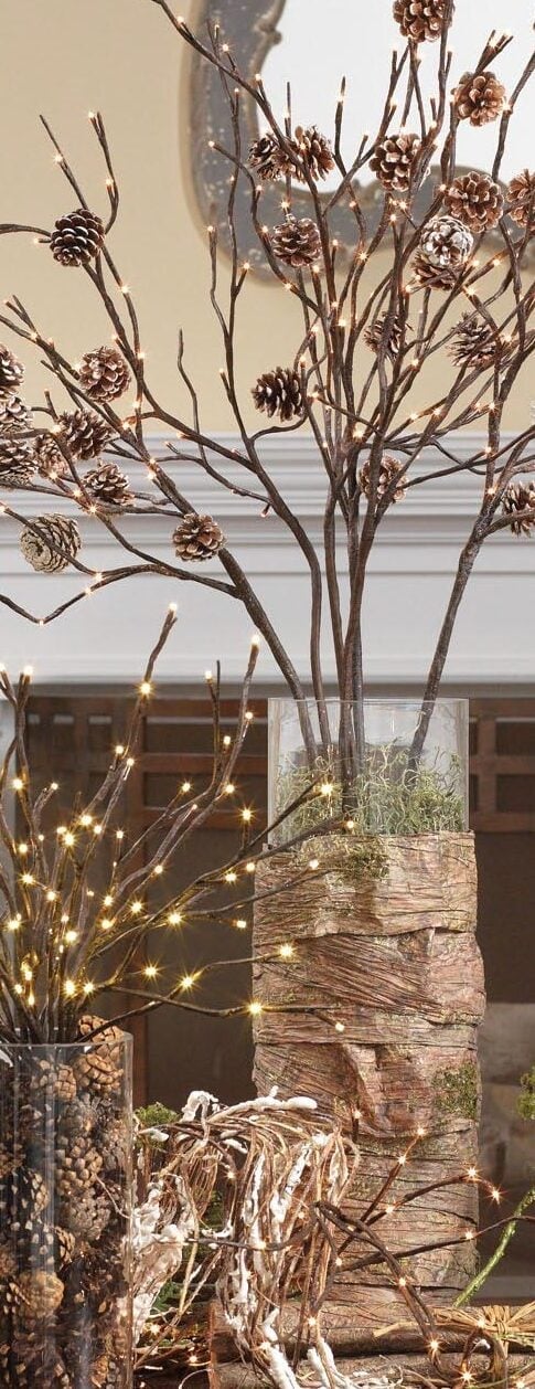 Lighted Pinecone Branch Centerpiece by Trendy Tree