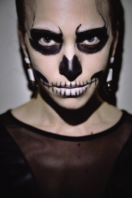A Step-by-Step Guide to Last Minute Skeleton Halloween Makeup via StyleCaster