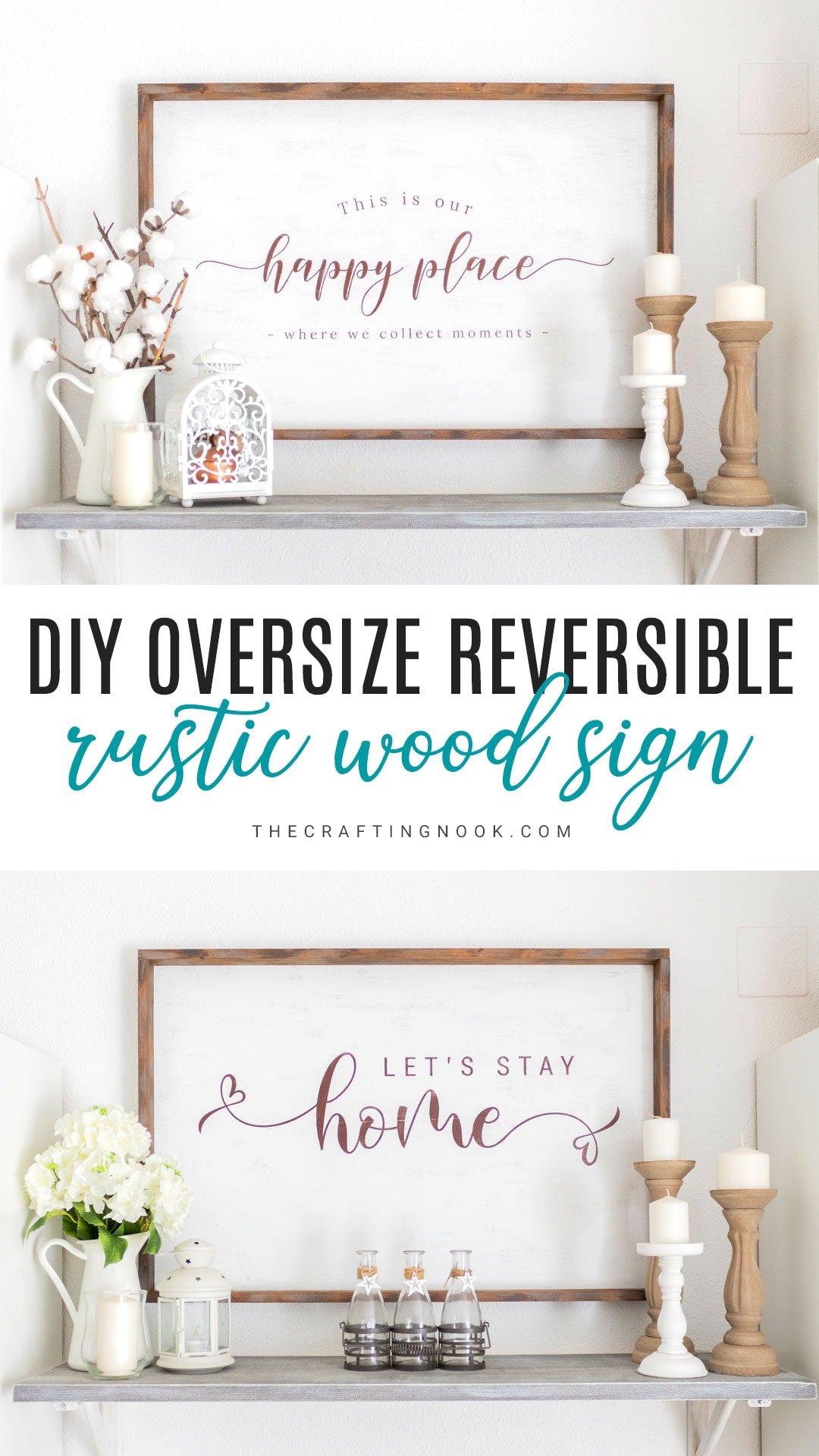 DIY Oversize reversible rustic wood sign Pinterest image