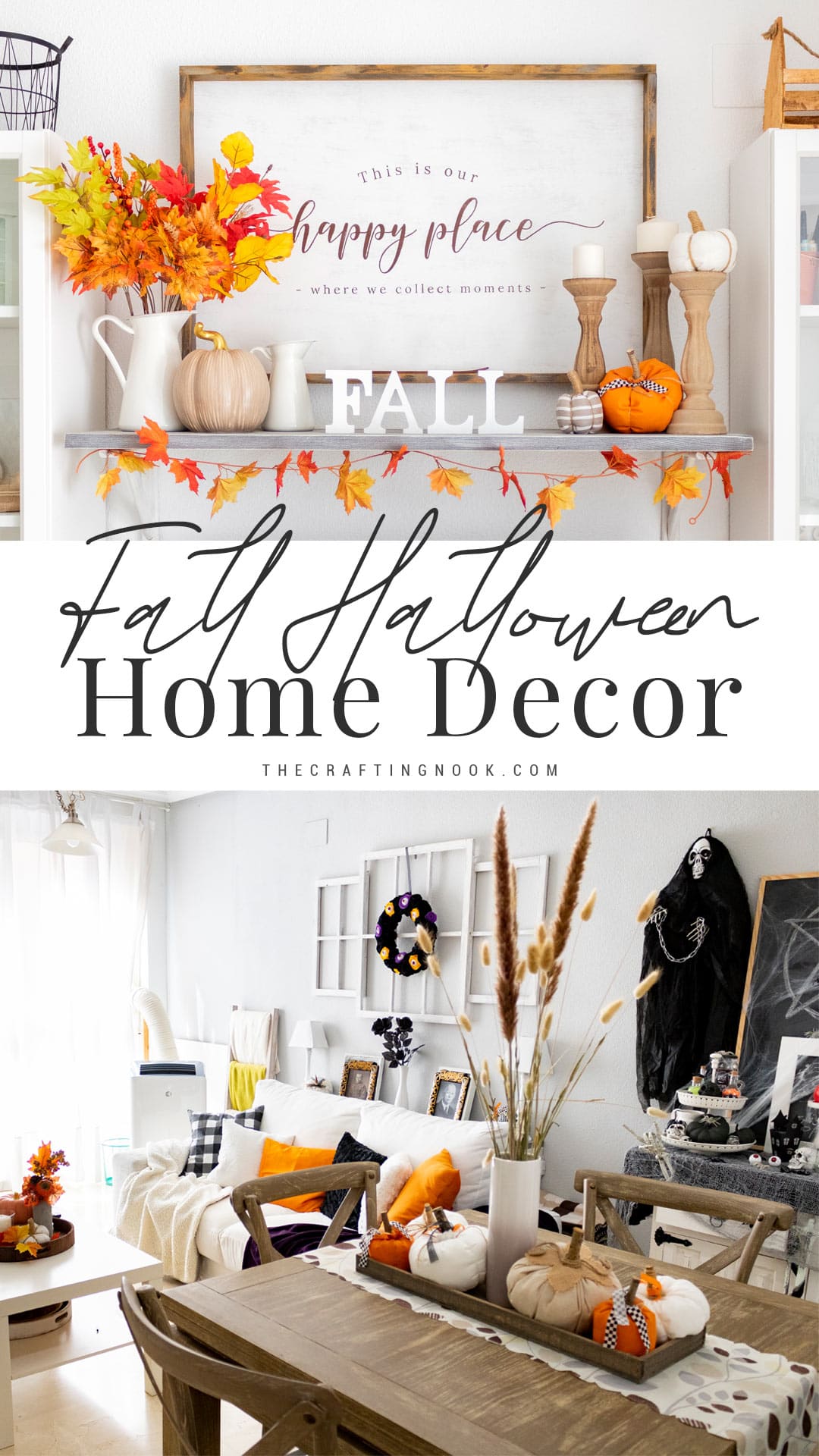 Both autumn and Halloween together for Pinterest image with text overlay