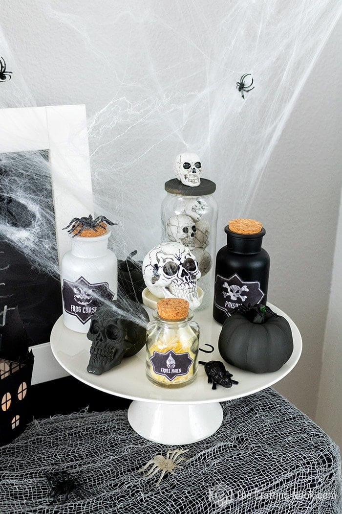 Halloween decor on a cake stand