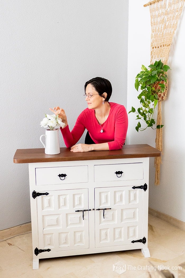 After Vintage Buffet Makeover with Rust oleum chalk paint