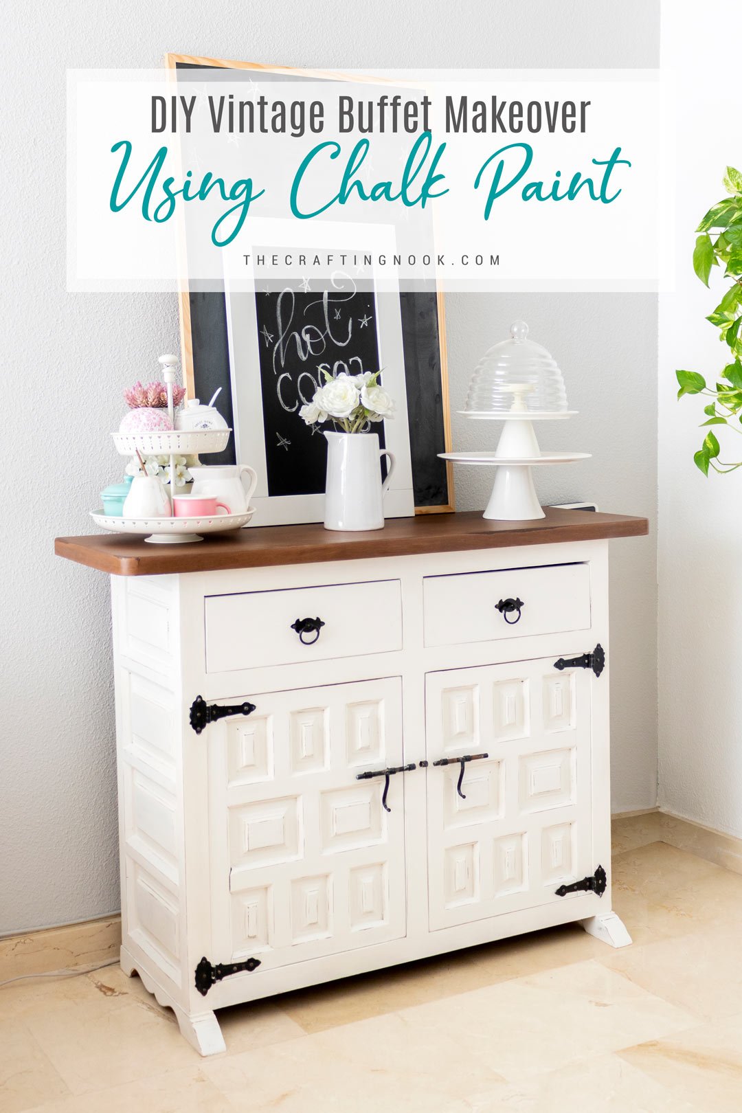 DIY Vintage Buffet Makeover with Rustoleum Chalk Paint cover image with title text overlay