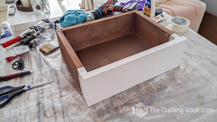 drawer stained and painted with chalk paint