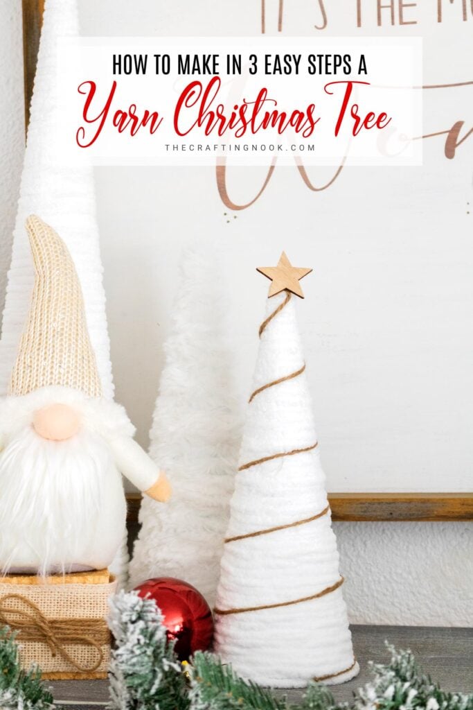 How to Make a Yarn Christmas Tree in 3 Easy Steps Cover image with Title Text overlay