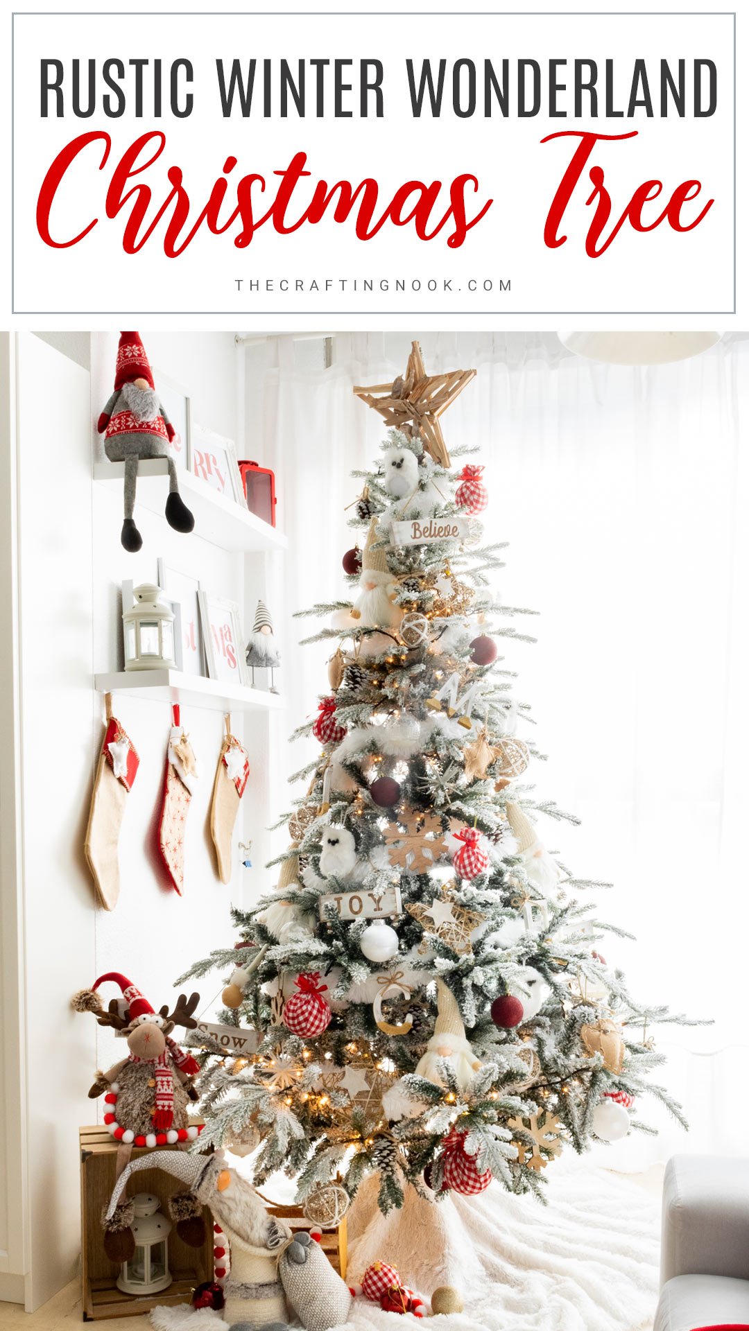 Winter Wonderland Christmas Tree post Pinterest image with title text overlay