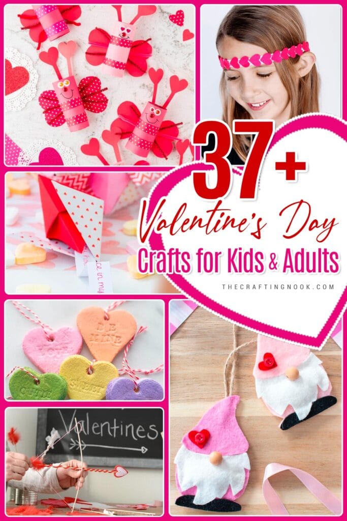 37+ Easy Valentine's crafts for kids and Adults. Post cover Image with title text overlay