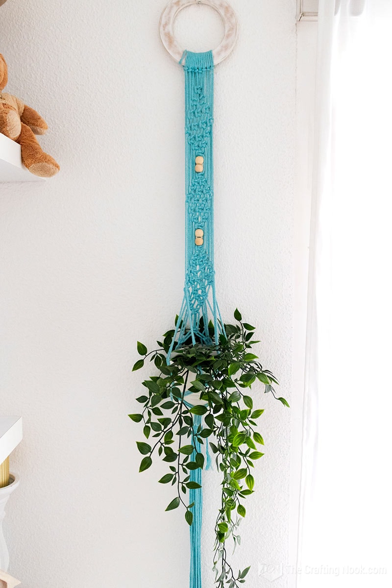 Front view of the DIY Macrame Plant Hanger