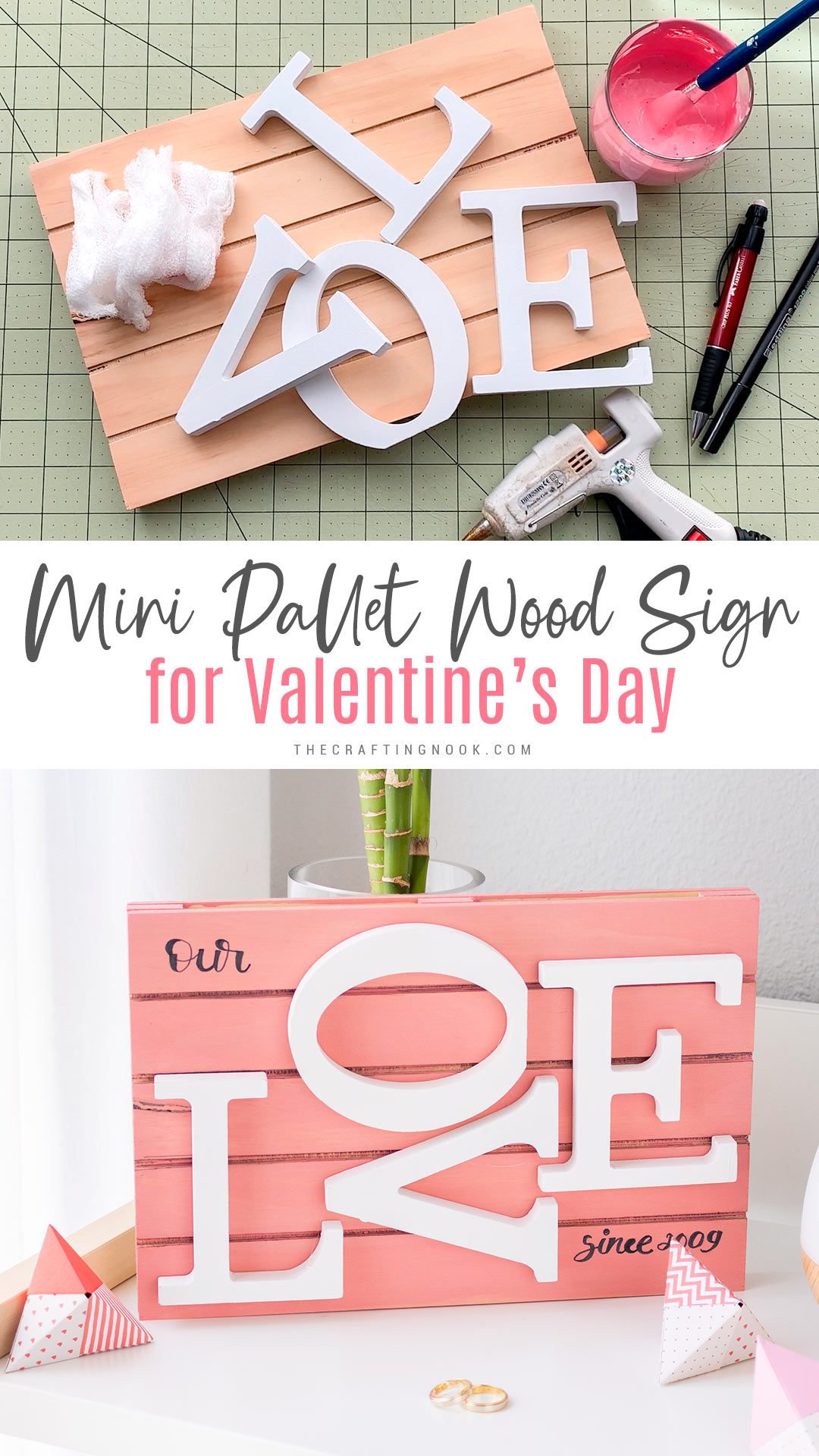 DIY Mini Pallet Wood Sign for Valentine's Day Pinterest Image