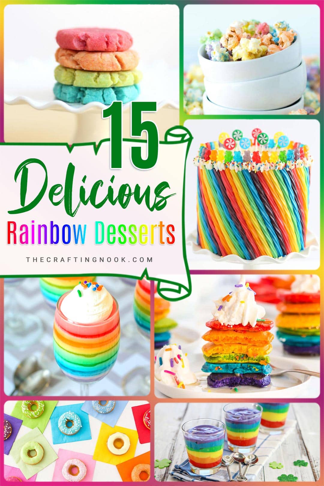 15 Delicious Rainbow Desserts for St. Patrick's Day Roundup Collage cover image
