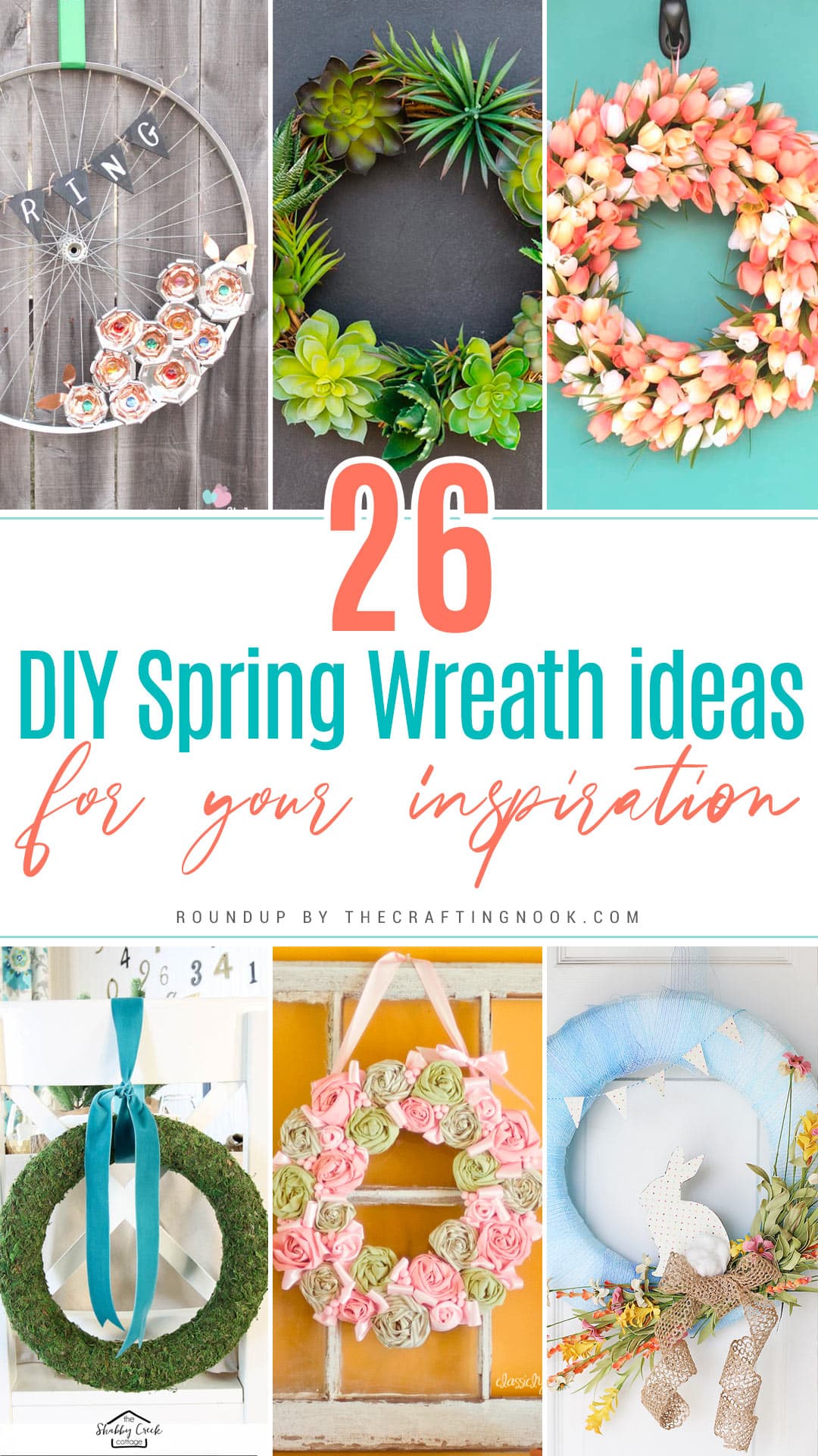 26 Beautiful DIY Spring Wreaths Ideas Pinterest image collage with title overlay