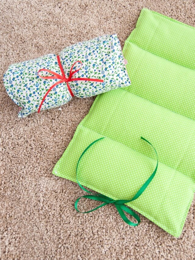 The Easiest DIY Homemade Heat Pack placed on the floor on a carpet