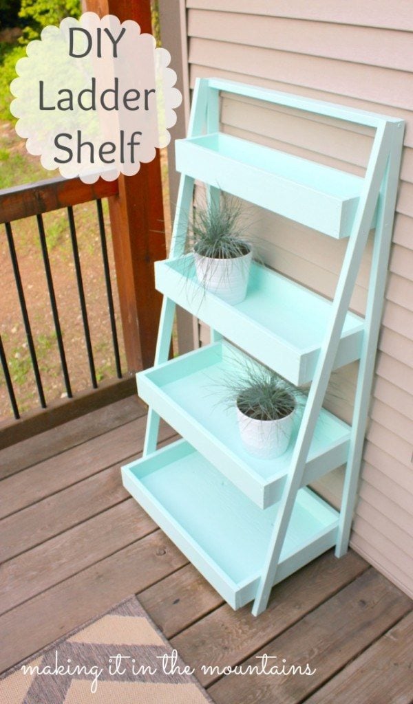 DIY Ladder Shelf by Making it in the mountains