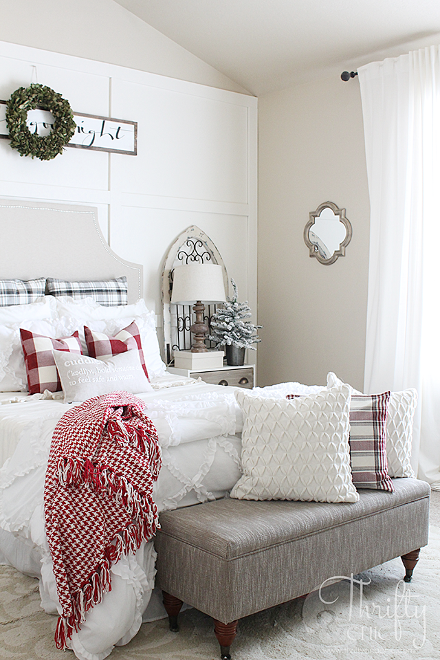 Farmhouse Christmas Bedroom Tour by Thrifty & Chic