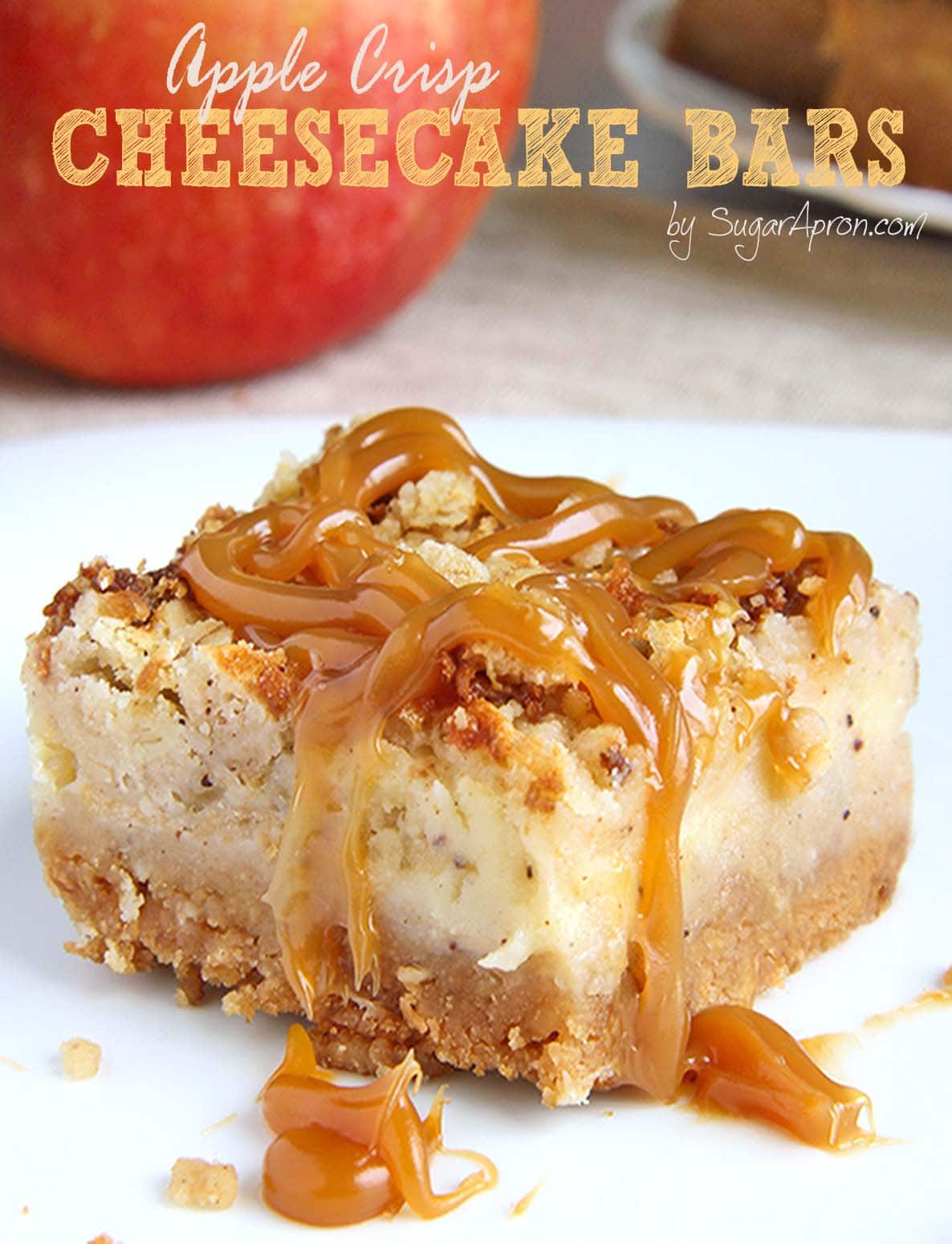 Caramel Apple Crisp Cheesecake Bars