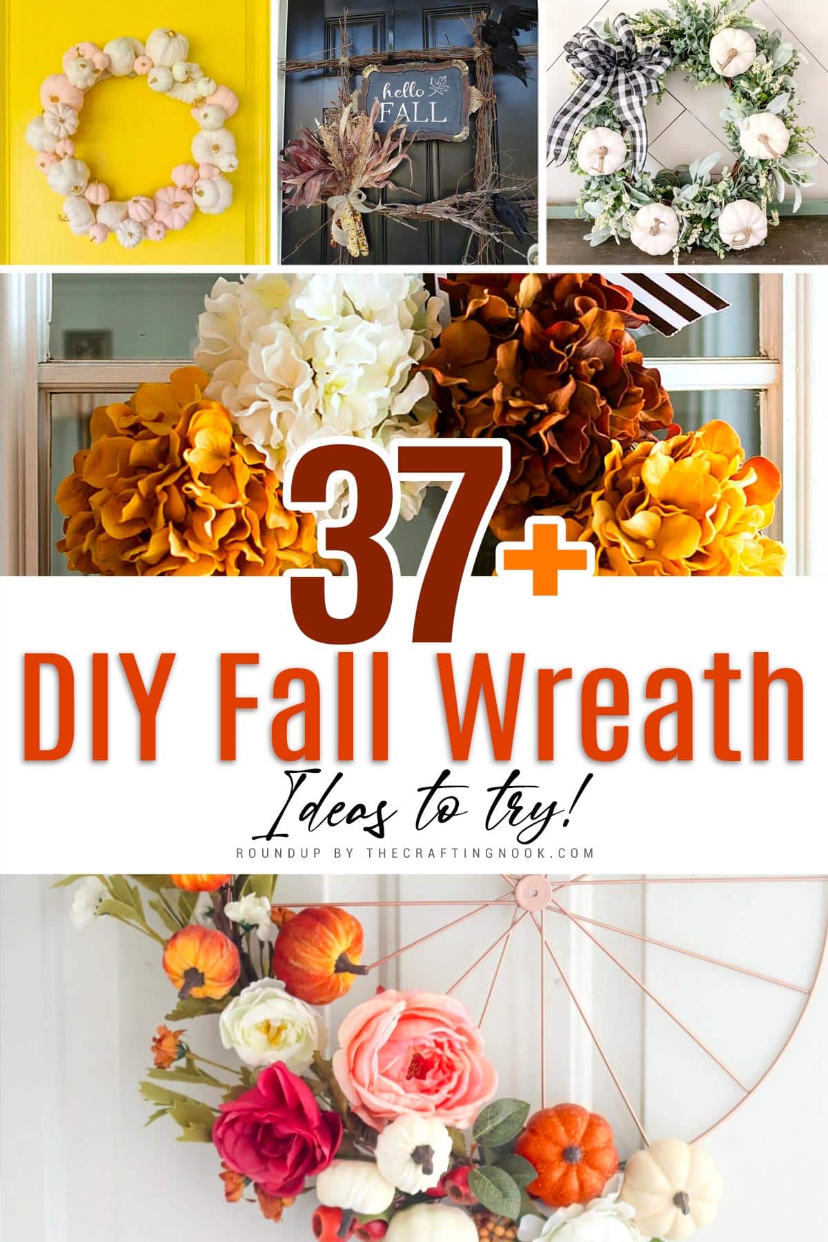 37+ Wonderful Fall Wreath ideas to try Cover Image with photo collage and title text overlay.