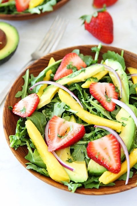 Mango, Strawberry, and Avocado Arugula Salad by Two Peas and their Pod