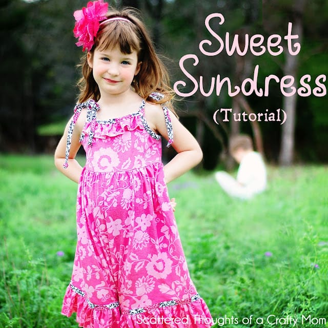  Sweet Spring Sundress Tutorial with size 4/6 Pattern Piece by Scattered Thoughts of a Crafty Mom.