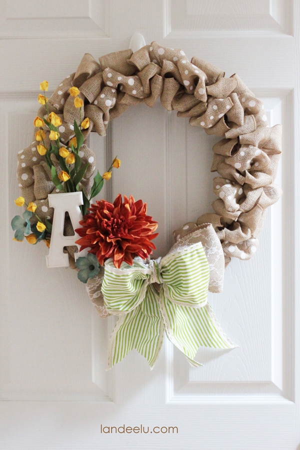  Fall Burlap Wreath via Landeelu