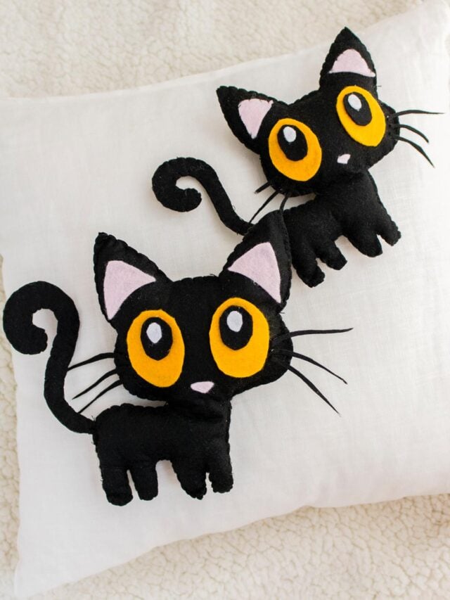 DIY Halloween Black Cat Felt Softie with Pattern and Video Cover image