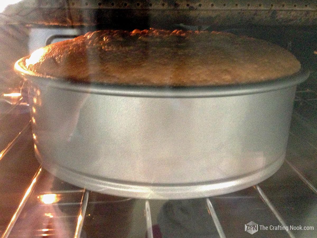 the orange cake in the oven almost ready