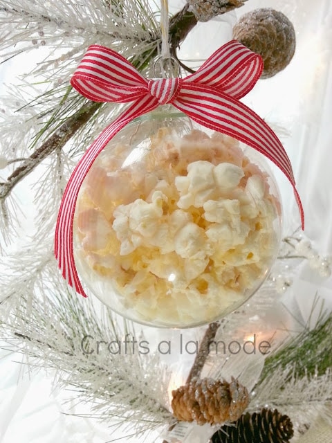 Fun Popcorn Glass Ball Ornament by Crafts a la Mode