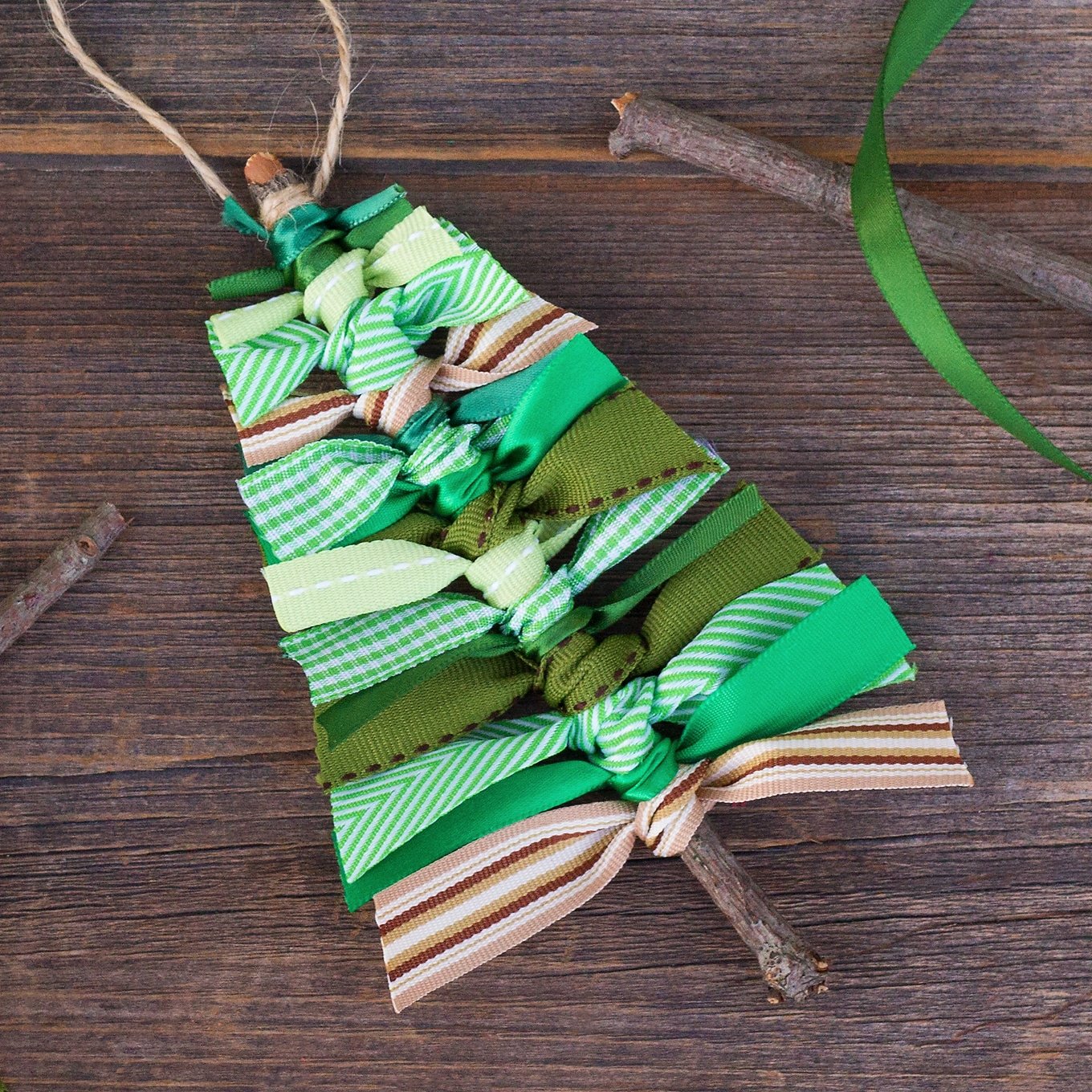 Scrap Ribbon Christmas Tree Ornament by Fireflies and Mud Pies