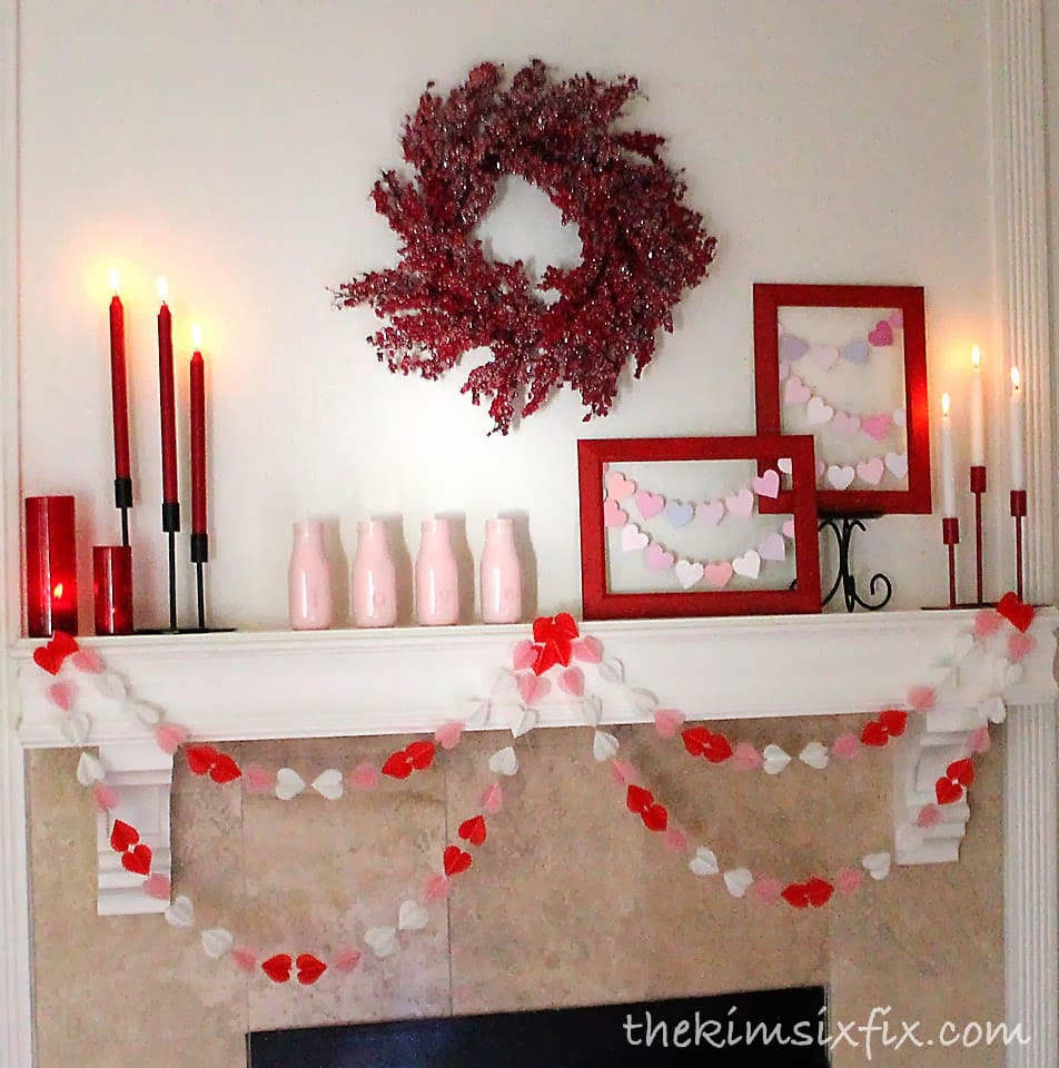 Valentine's Day Mantle by The Kim Six Fix